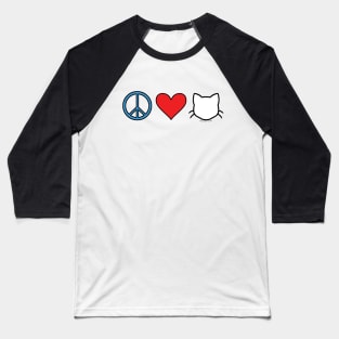 Peace Love Cats - White Baseball T-Shirt